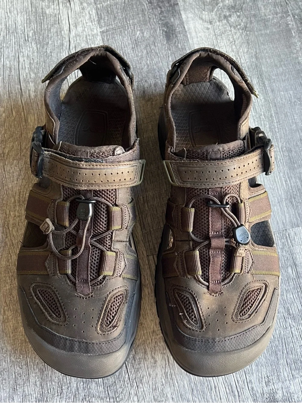 TEVA BROWN OMNIUM 2 LEATHER WATER SHOES ACTIVE HIKE SANDALS MEN US 12